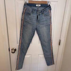 JBD jeans - size 27 with pink tuxedo stripes